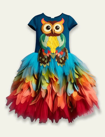 Owl Embroidery Multi Tulle Layer Dress - Mini Berni