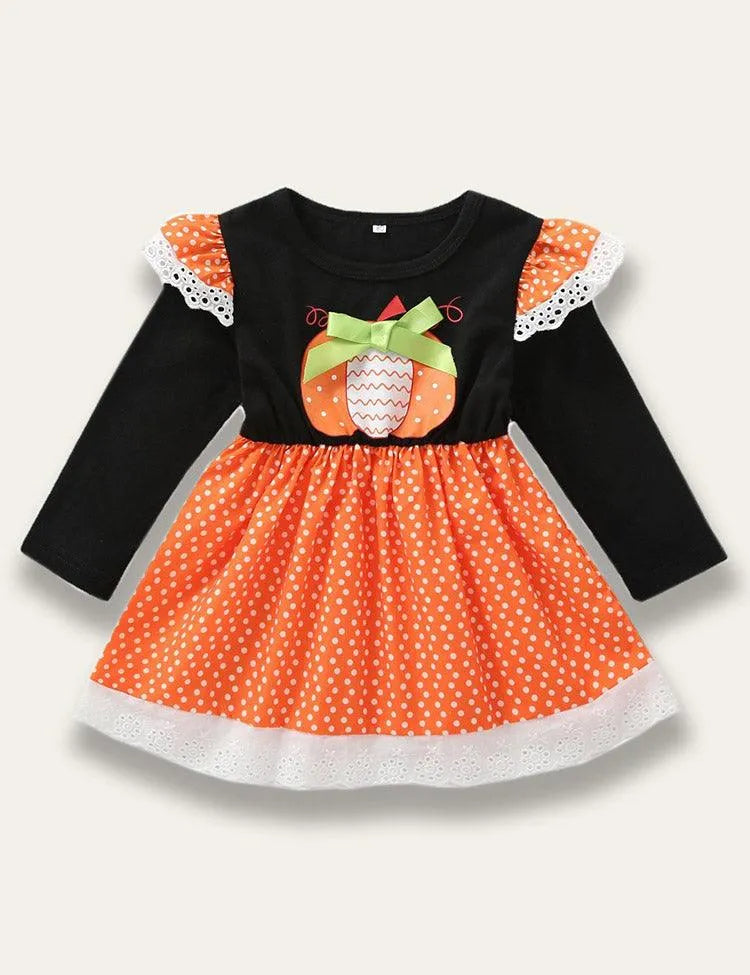 Pumpkin Printed Long Sleeve Dress - Mini Taylor
