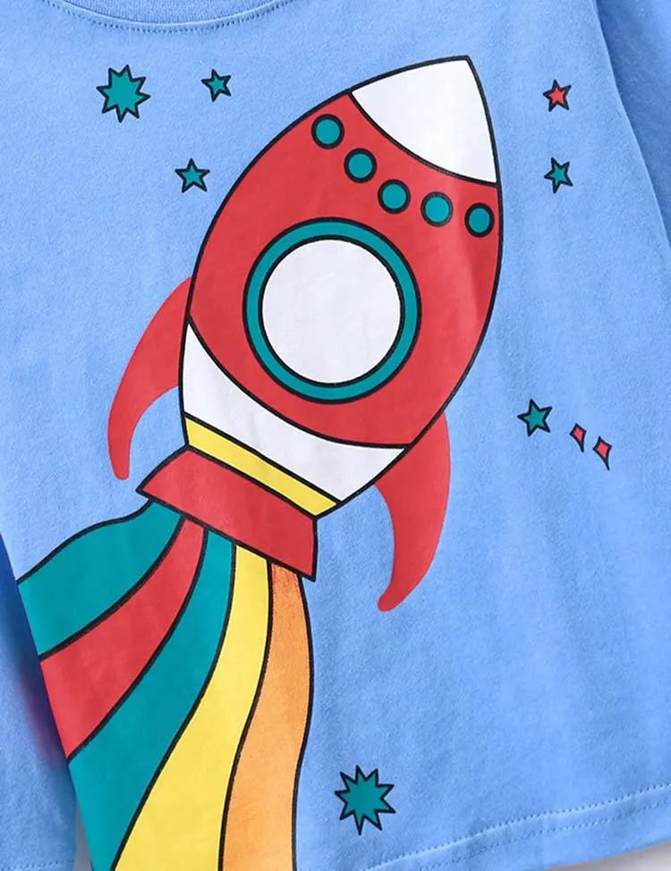 Rainbow Rocket Printed Long Sleeve T-shirt - Mini Taylor