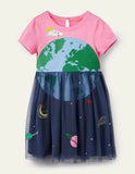 Space Appliqué Tulle Jersey kjole