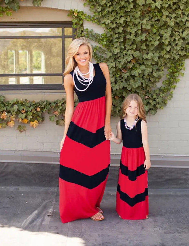 Stitching Contrasting Color Family Matching Dress - Mini Taylor