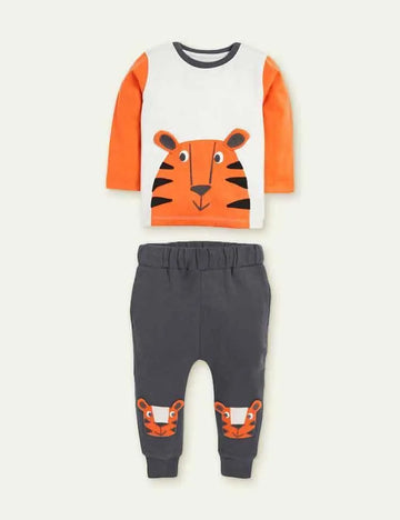 Tiger Floral Print Long Sleeve Pullover Suit - Mini Taylor