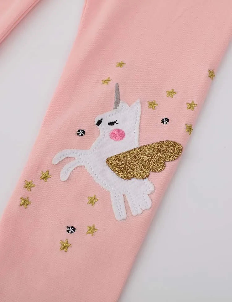 Unicorn Appliqué Embroidered Leggings - Mini Taylor