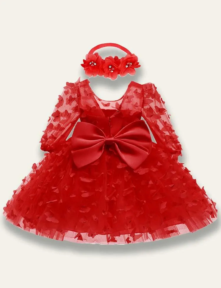 3D Floral Bow Fluffy Dress - Mini Taylor