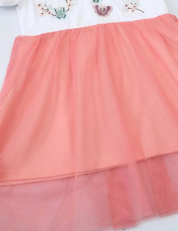 Butterfly Embroidered Short Sleeve Tulle Dress - Mini Taylor
