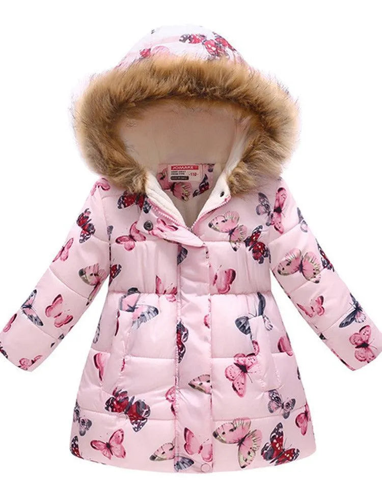 Butterfly Printed Fur Collar Coat - Mini Taylor