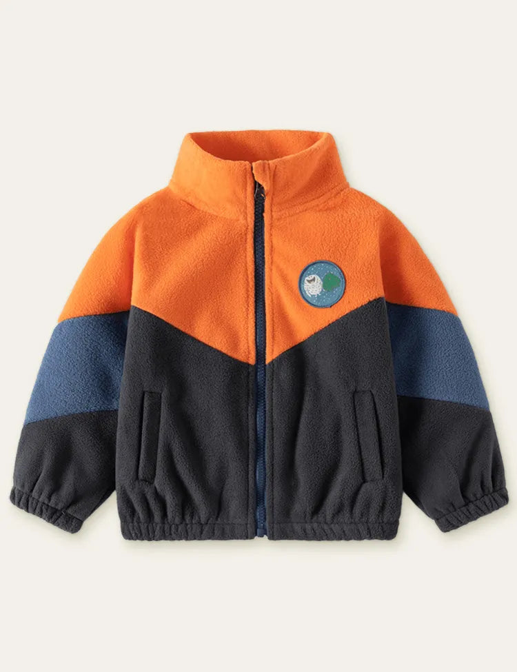 Cartoon Bighead Carp Appliqué Polar Fleece Jacket - Mini Taylor