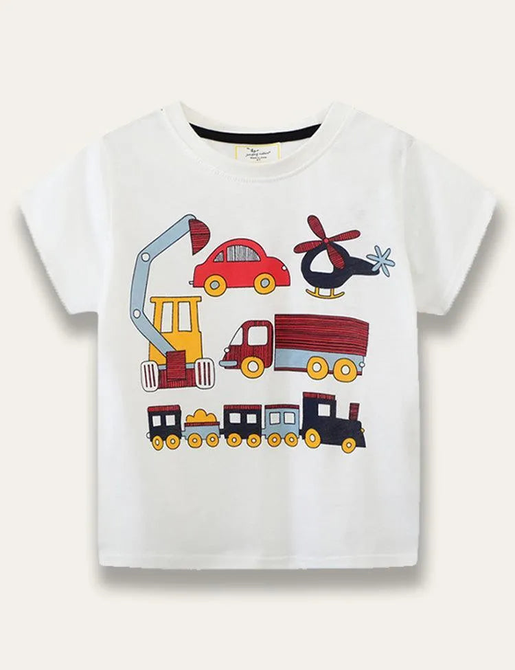 Cartoon Excavator Printed T-shirt - Mini Taylor