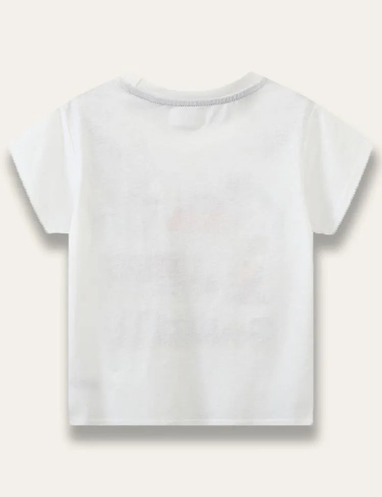 Cartoon Excavator Printed T-shirt - Mini Taylor