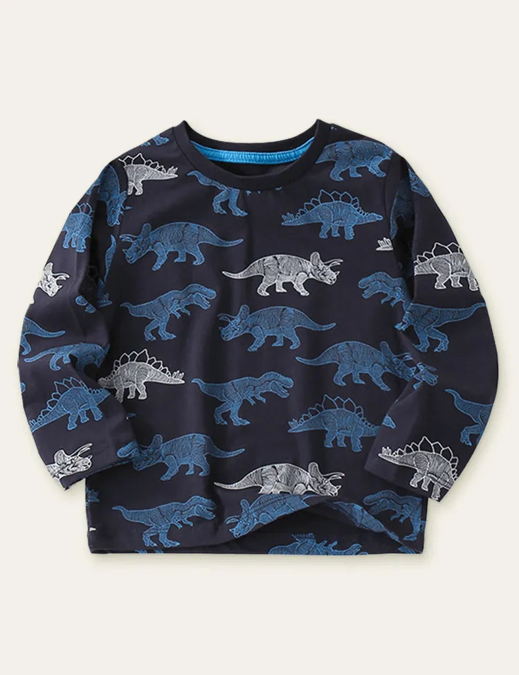 Dinosaur Printed Long-Sleeved T-shirt - Mini Taylor