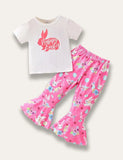 Easter Bunny Print Flare Pants Set