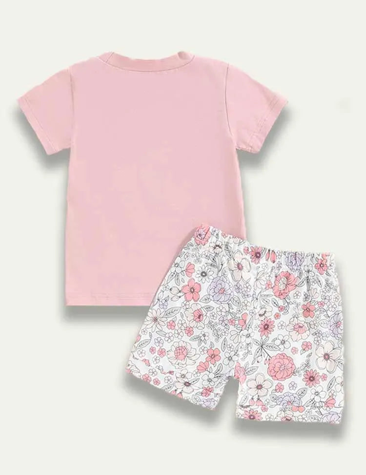 Easter Bunny Printed T-Shirt+Floral Shorts - Mini Taylor