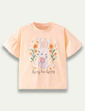 Easter Cartoon Bunny Letter Printed T-Shirt
