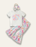 Easter Letter Printed T-Shirt+Bunny Flared Pants