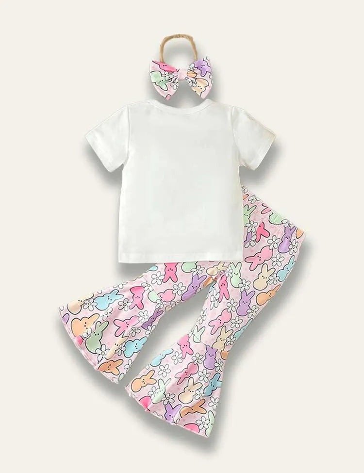 Easter Letter Printed T-Shirt+Bunny Flared Pants - Mini Taylor