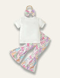 Easter Letter Printed T-Shirt+Bunny Flared Pants - Mini Taylor
