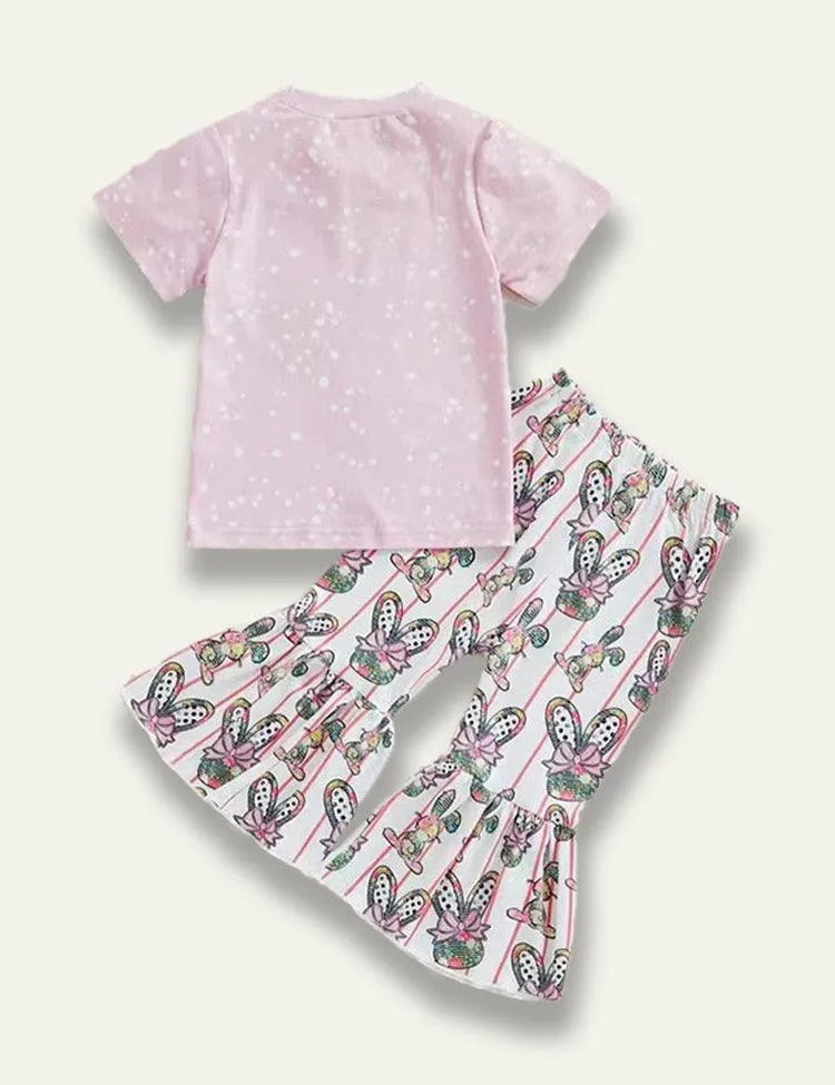Easter Short Sleeve Bow Bunny T-Shirt+Flared Pants - Mini Taylor