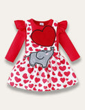 Elephant Appliqué Suspender Dress Set - Mini Taylor