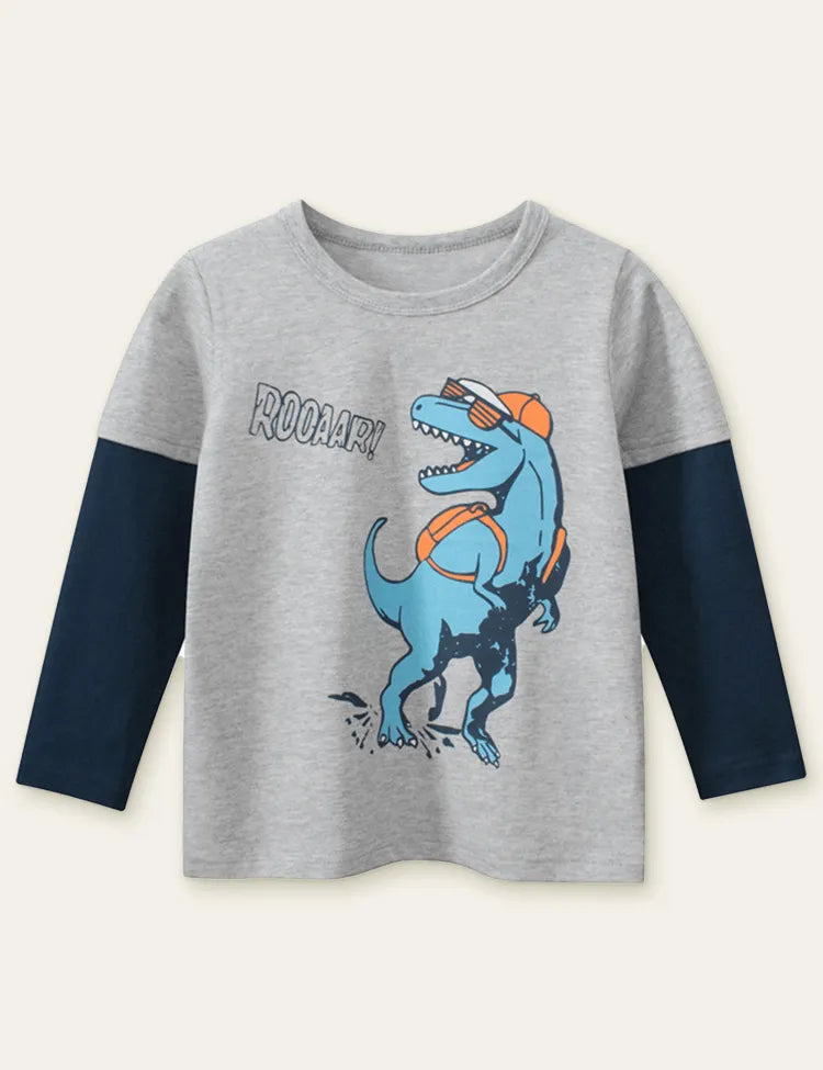 Escape Dinosaur Printed Long-Sleeved T-shirt - Mini Taylor