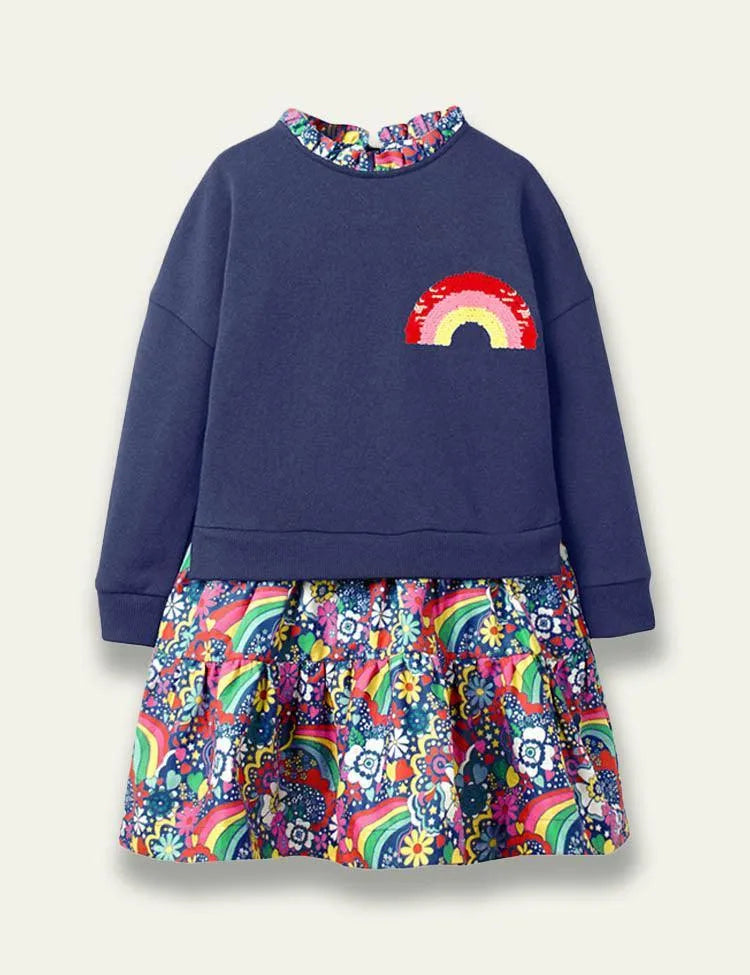 Floral Rainbow Sweatshirt Dress - Mini Taylor