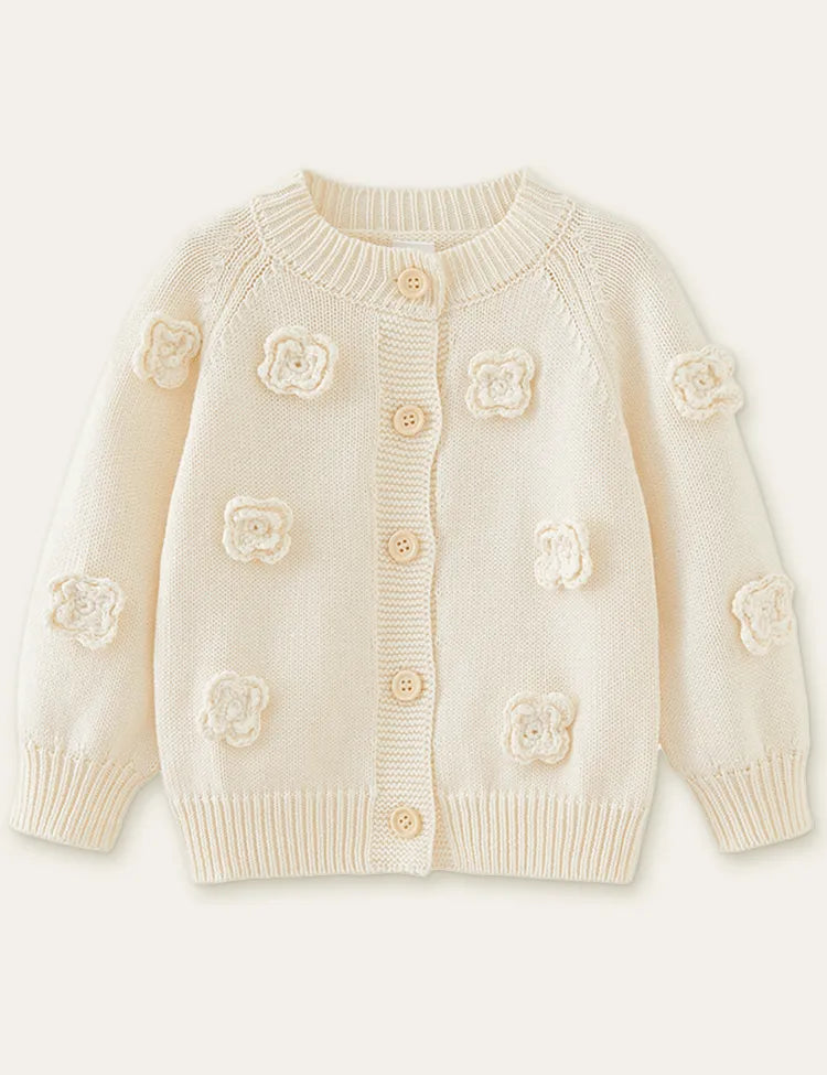 Flower Embroidered Knitted Sweater Cardigan - Mini Taylor