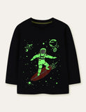 Glowing Space Astronaut Printed Long Sleeve T-shirt - Mini Taylor