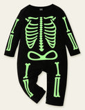 Halloween Skull Printed Luminous Romper
