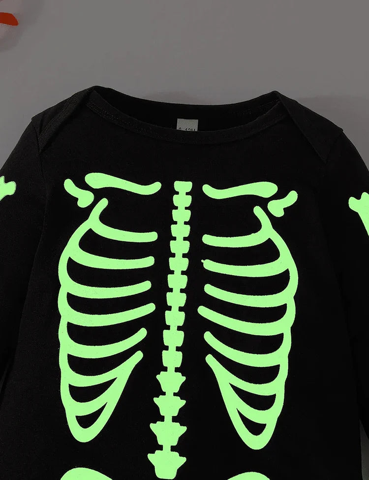 Halloween Skull Printed Luminous Romper - Mini Berni