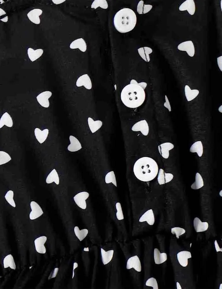 Heart Printed Lace Strap Dress - Mini Taylor