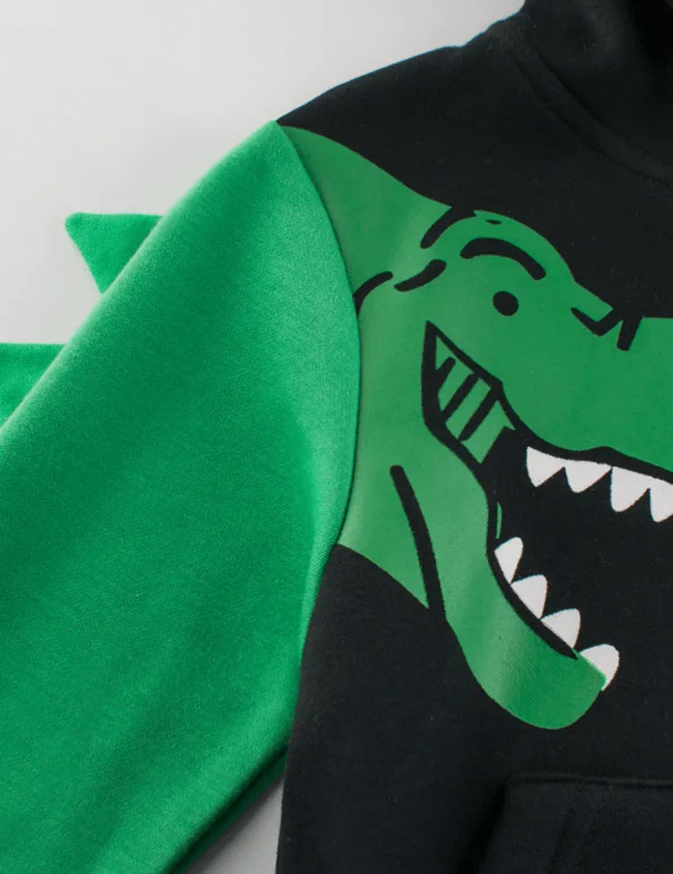 One-Armed Dinosaur Printed Zip Sweatshirt - Mini Taylor