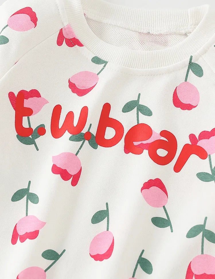 Pink Flower Printed Sweatshirt - Mini Taylor