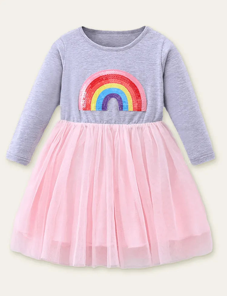 Rainbow Appliqué Tulle Dress - Mini Taylor