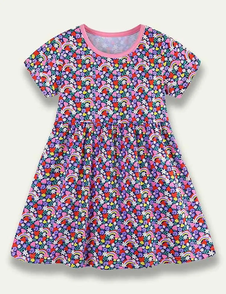 Rainbow Strawberry Printed Dress - Mini Taylor