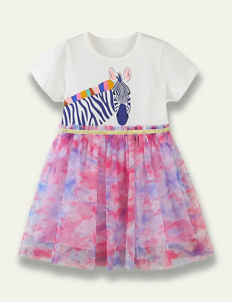 Rainbow Zebra Tulle Dress - Mini Taylor