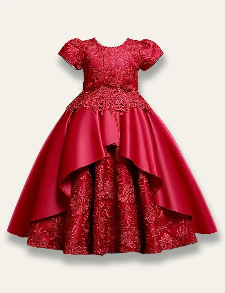 Satin Embroidered Princess Party Dress - Mini Taylor