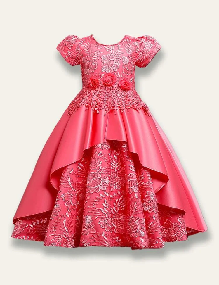 Satin Embroidered Princess Party Dress - Mini Taylor