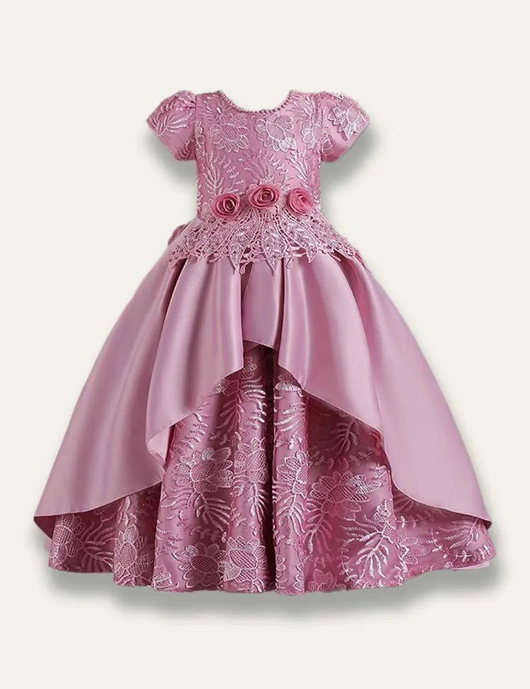 Satin Embroidered Princess Party Dress - Mini Taylor
