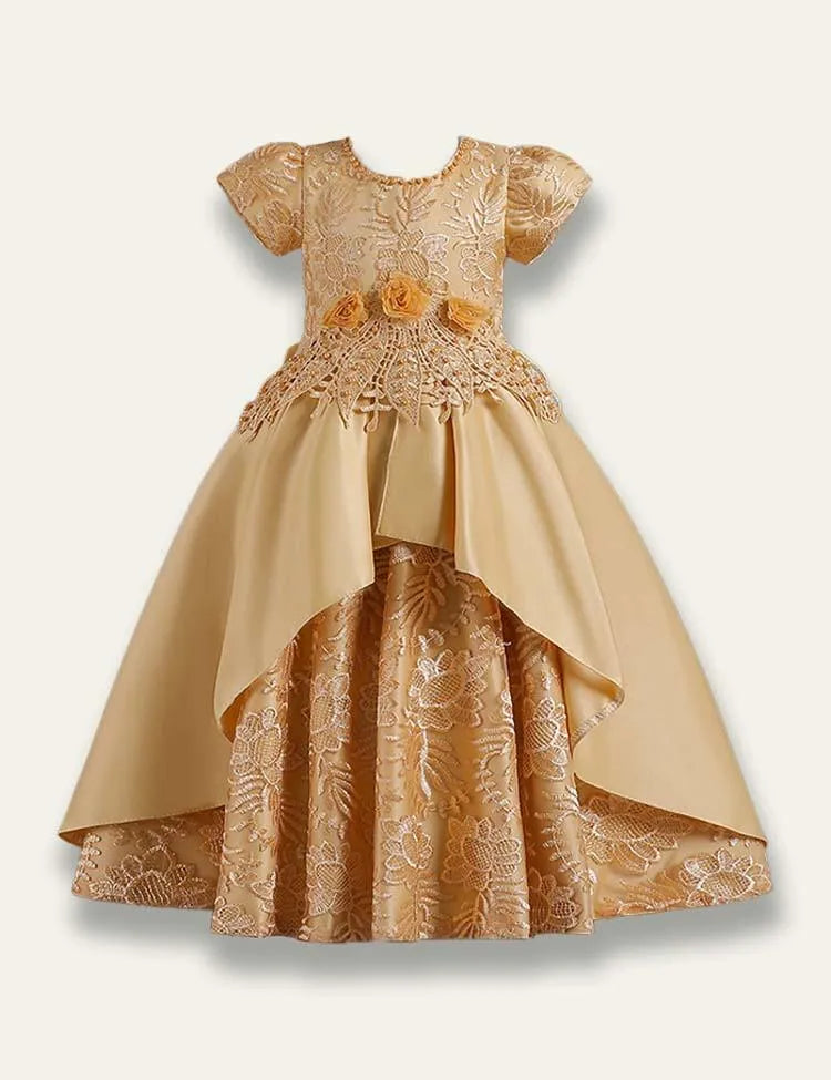 Satin Embroidered Princess Party Dress - Mini Taylor