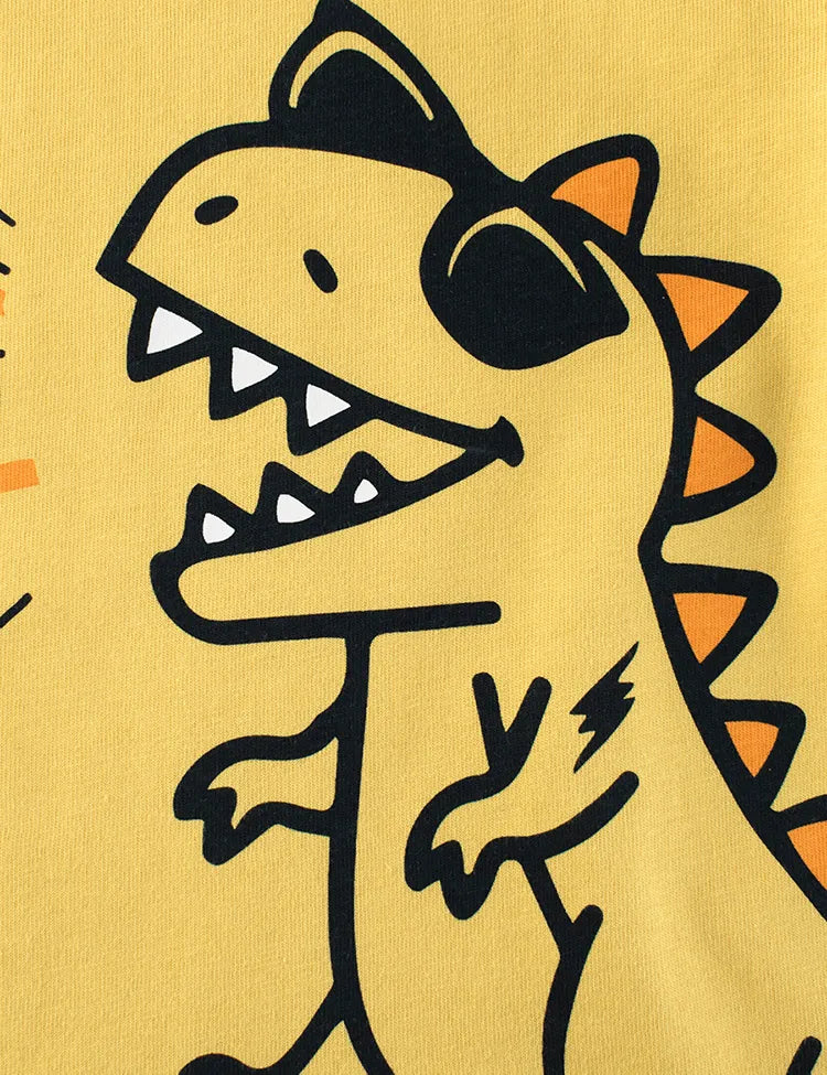 Singing Dinosaur Printed Fake Two-Piece Long-Sleeved T-shirt - Mini Taylor