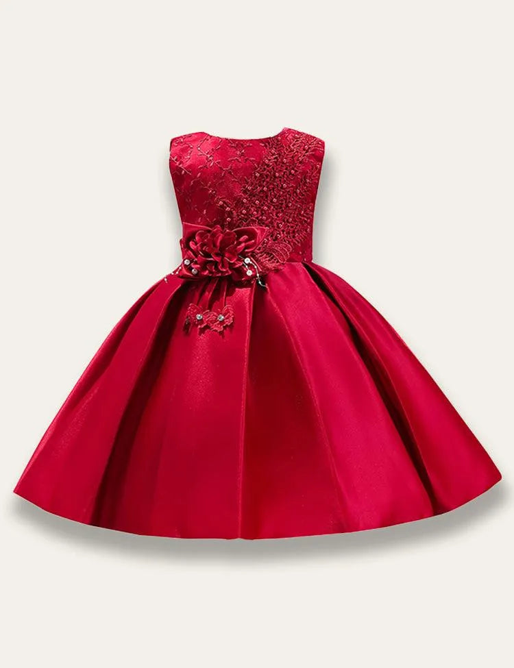 Solid Color Satin Princess Party Dress - Mini Taylor