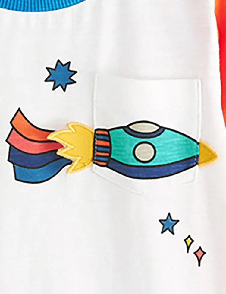 Unisex Rainbow Rocket Printed Long Sleeve T-shirt - Mini Taylor