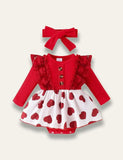 Valentine‘s Day Lace Heart Printed Long Sleeve Dress