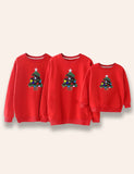 Christmas Tree Appliqué Family Matching Sweatshirt