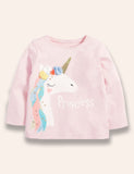 Cartoon Unicorn Muinchille Fada T-léine