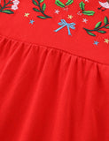 Christmas Birdy Embroidered Dress