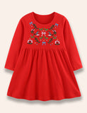 Christmas Birdy Embroidered Dress