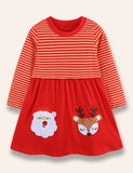 Christmas Santa Claus&Reindeer Appliqué Dress