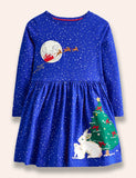 Christmas Santa Claus Bunny Appliqué Dress