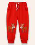 Cartún Nollag Elk Appliqué Pants