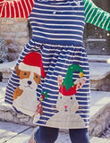 Christmas Animal Friend Appliqué Colorblocked Dress